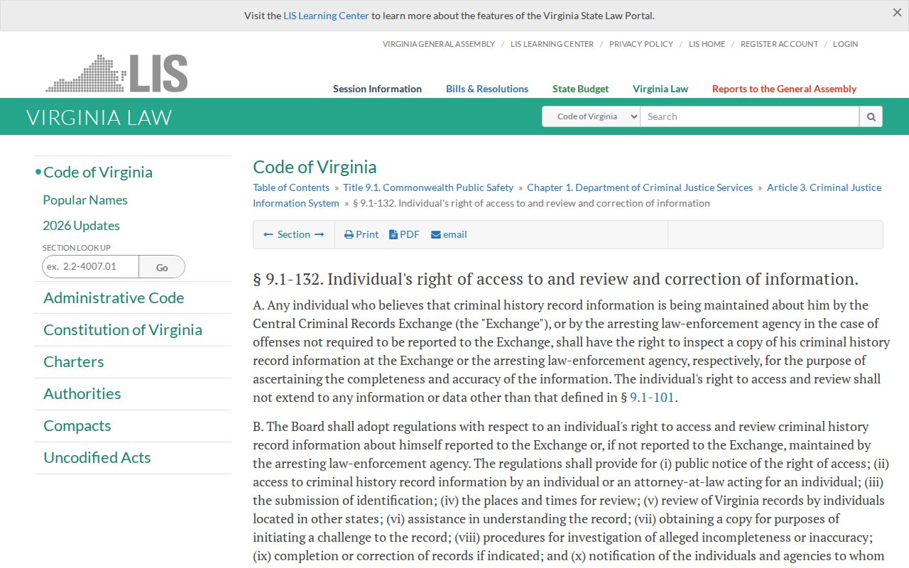 Giles County arrest history review and correction rights