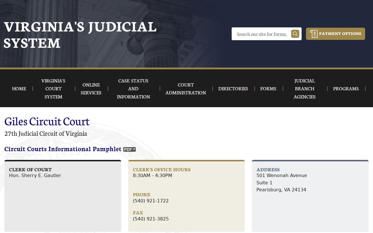 Giles County Circuit Court criminal case records office