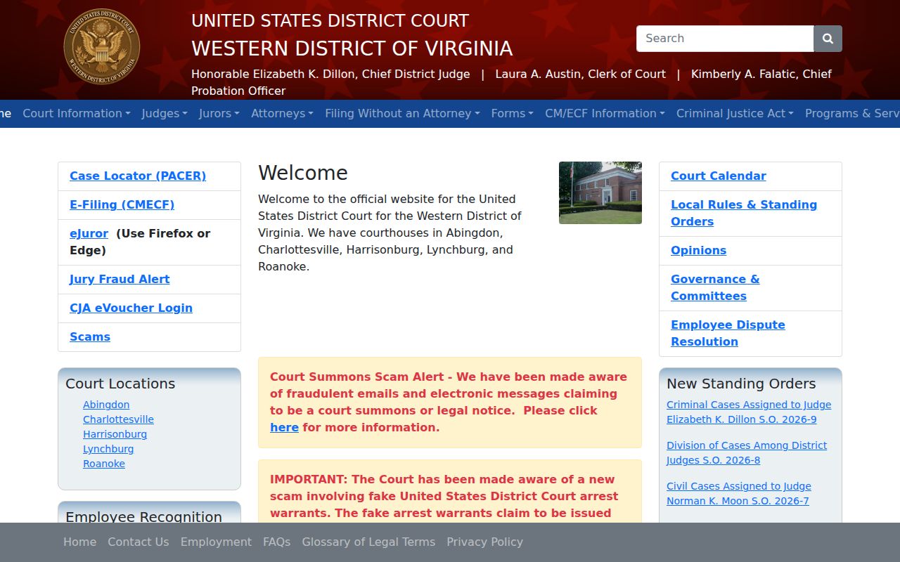 Giles County Narrows federal criminal records in the Western District of Virginia