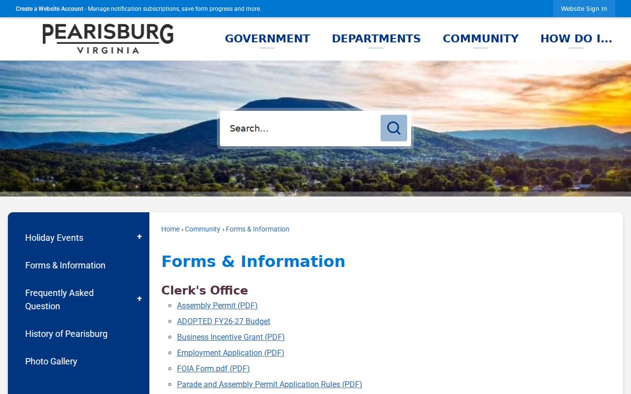 Giles County Pearisburg criminal records and FOIA forms page
